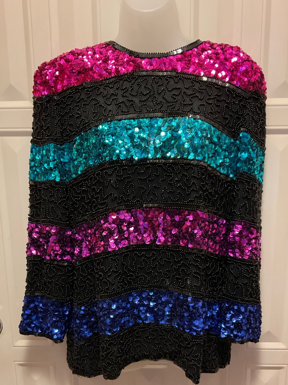 Vintage 80s Sequin Beaded Top Silk exclusive by jainsons international jeweltone
